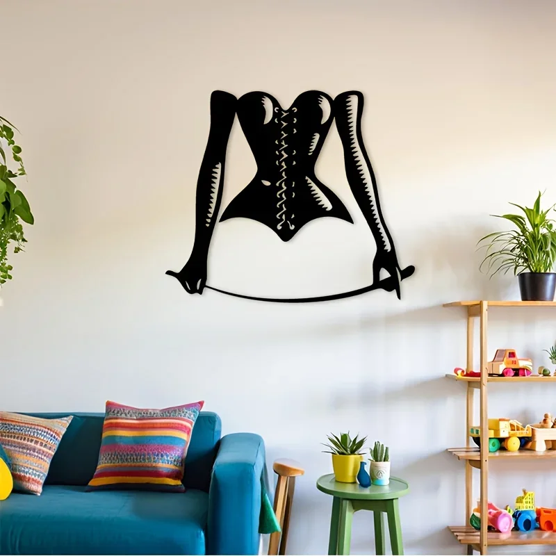 CIFBUY Corset Whip Silhouette Iron Wall Art, Metal Plaque Sign, Pre-Drilled Hanging Decor for Bedroom, Living Room, Bar Indoor