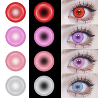 1pair Cosplay Gray Red Pink Color Contact Lenses Halloween Scary Softlens 14.5mm
