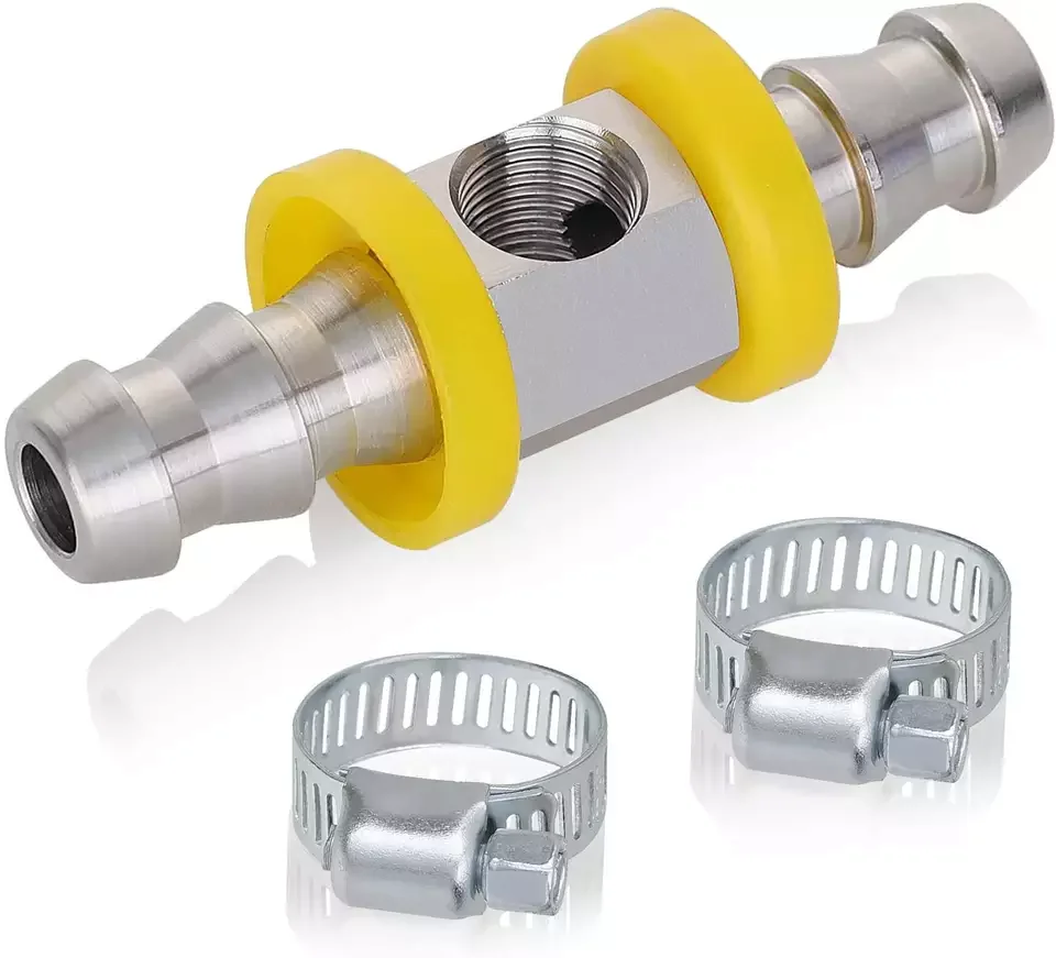 3/8 Inch Fuel Line Hose Connector, SS304 T-fitting 1/8-27 NPT Port Sensor Adapter with clamp, Factory Wholesales