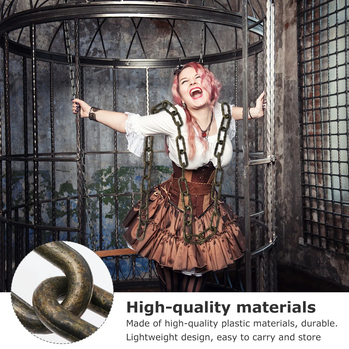 

Simulated Rusty Iron 1M Golden Plastic Fetter Halloween Costume Decorative ChainHaunted House Party AccessoryHalloween Chain
