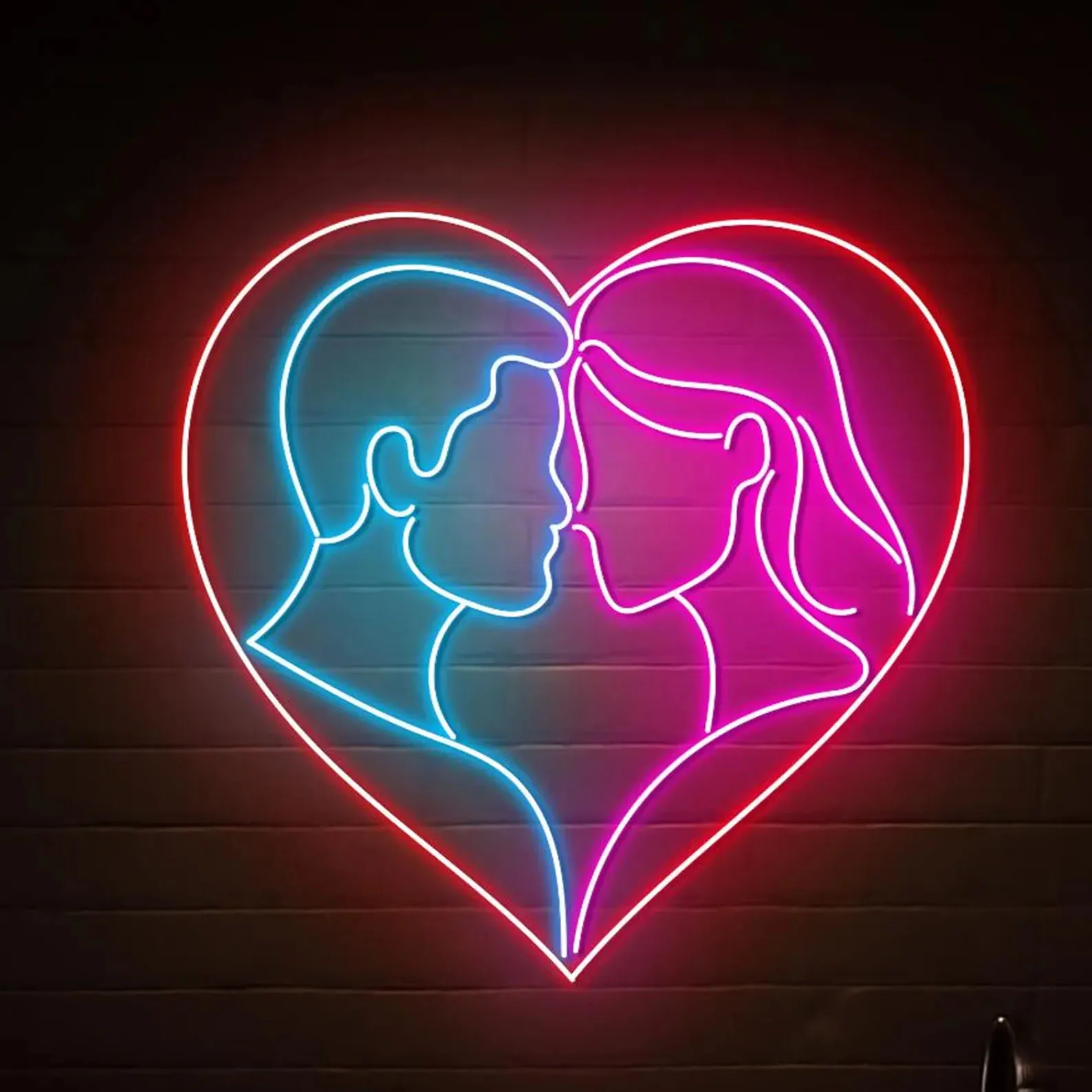 Couple Kissing Neon Sign For Bedroom Wall Decor,Love Heart Neon,Custom NeonSign,Valentine Day Gift For Couple,Wedding Wall Decor