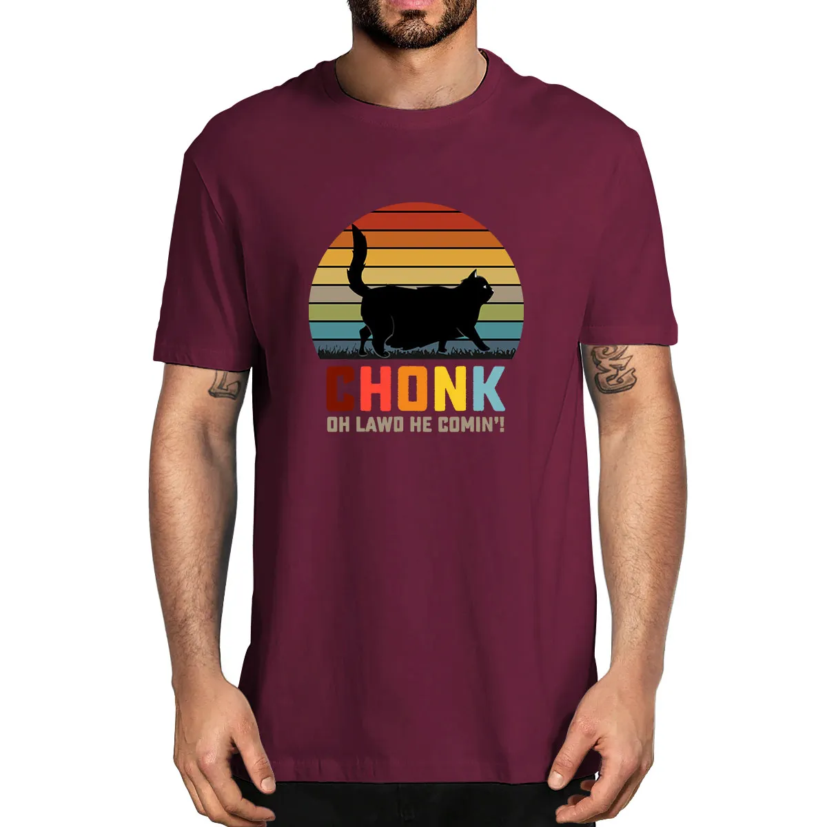 Chonk Cat Scale Meme Oh Lawd He Comin' Funny Chonk Cat Meme Funny Men's 100% Cotton Novelty T-Shirt Unisex Humor Streetwear Tee