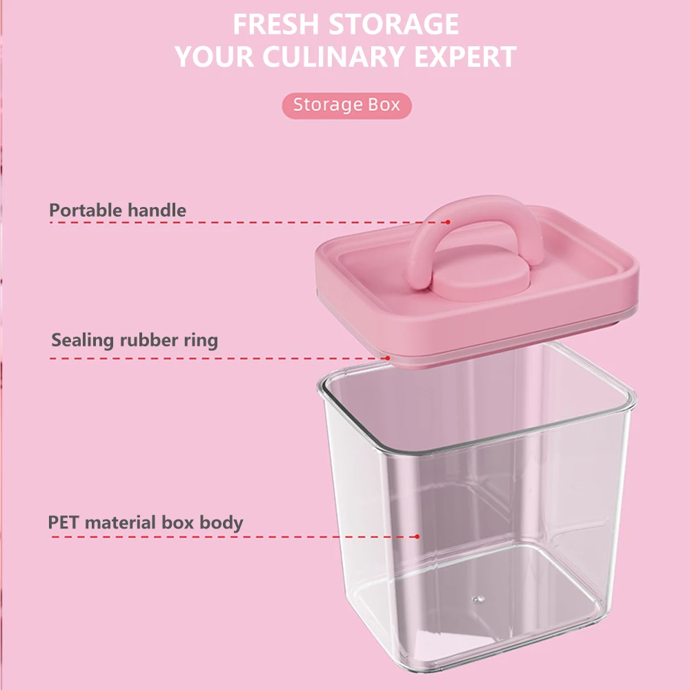 Cute Food Storage Box Pink Candy Jars With Lids Salad Snacks Grain Spice Sealed Storage Pots For Kitchen Storage Organization