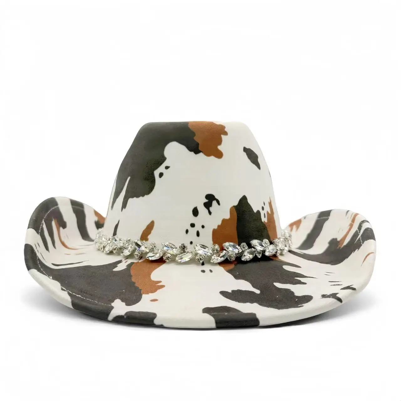 หมวกคาวบอยฮองหลวนสีกากีประดับกลิตเตอร์สำหรับผู้ใหญ่ หมวกคาวบอยประดับเพชรสำหรับผู้หญิง อุปกรณ์เสริมคอสเพลย์คาวบอยหญิง และหมวกคาวเกิร์ล