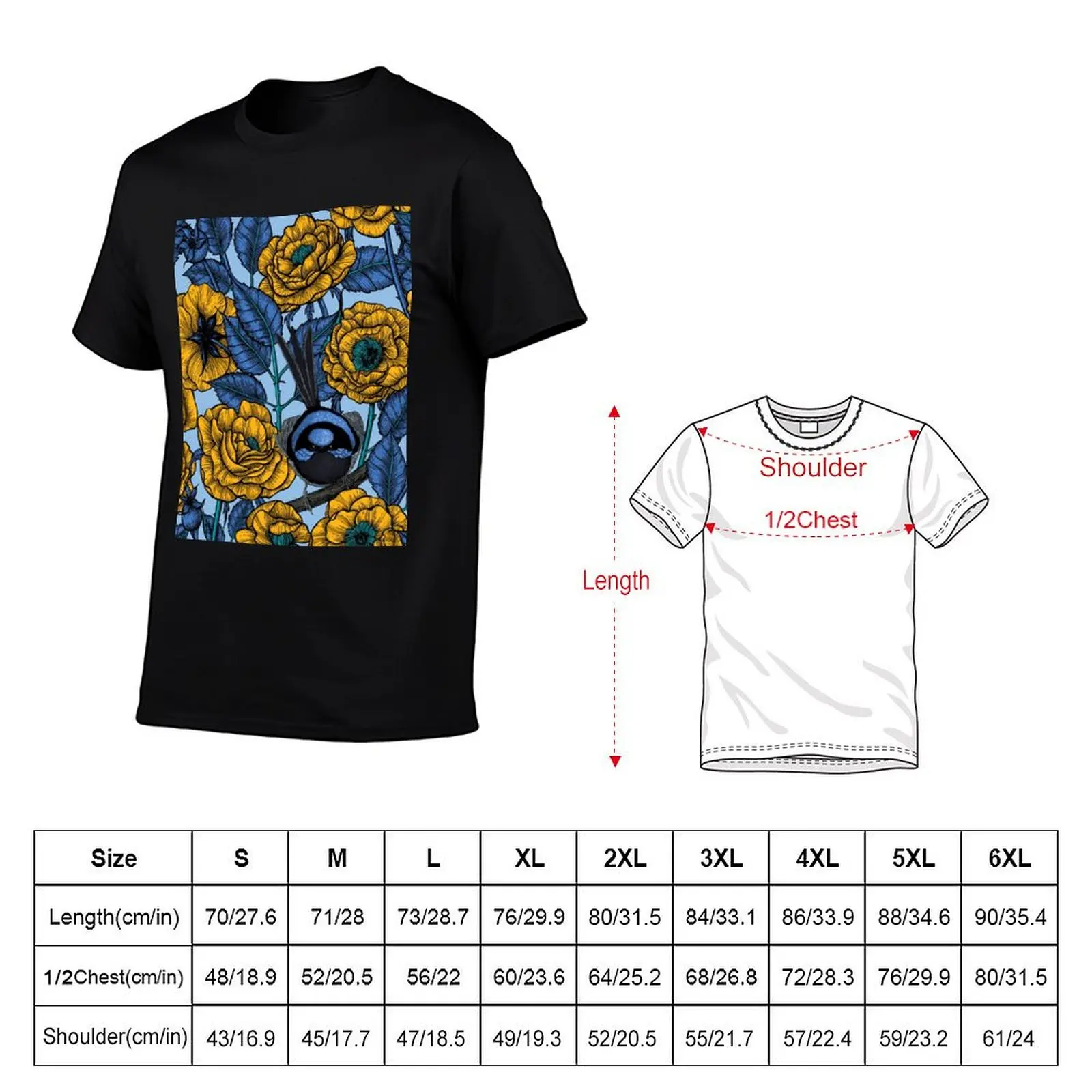 Wren in the roses T-Shirt Short sleeve tee kawaii clothes hippie clothes shirts graphic tee men clothing