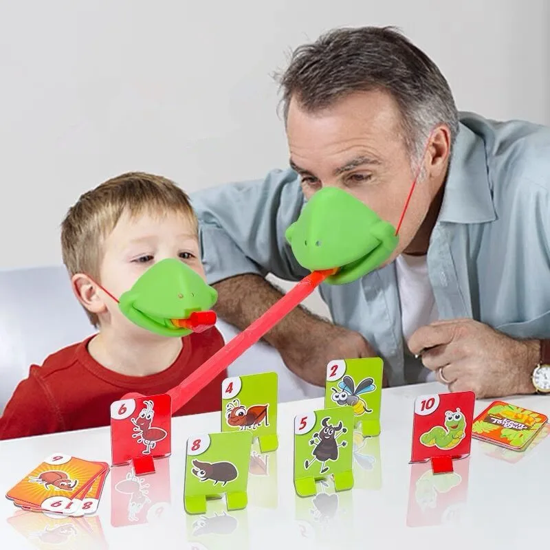Funny Frog Tongue Game Desktop Game Multiplayer Party Game Frog Mouth Tongue Blowing Toy Parent-child Interaction Fun Masks