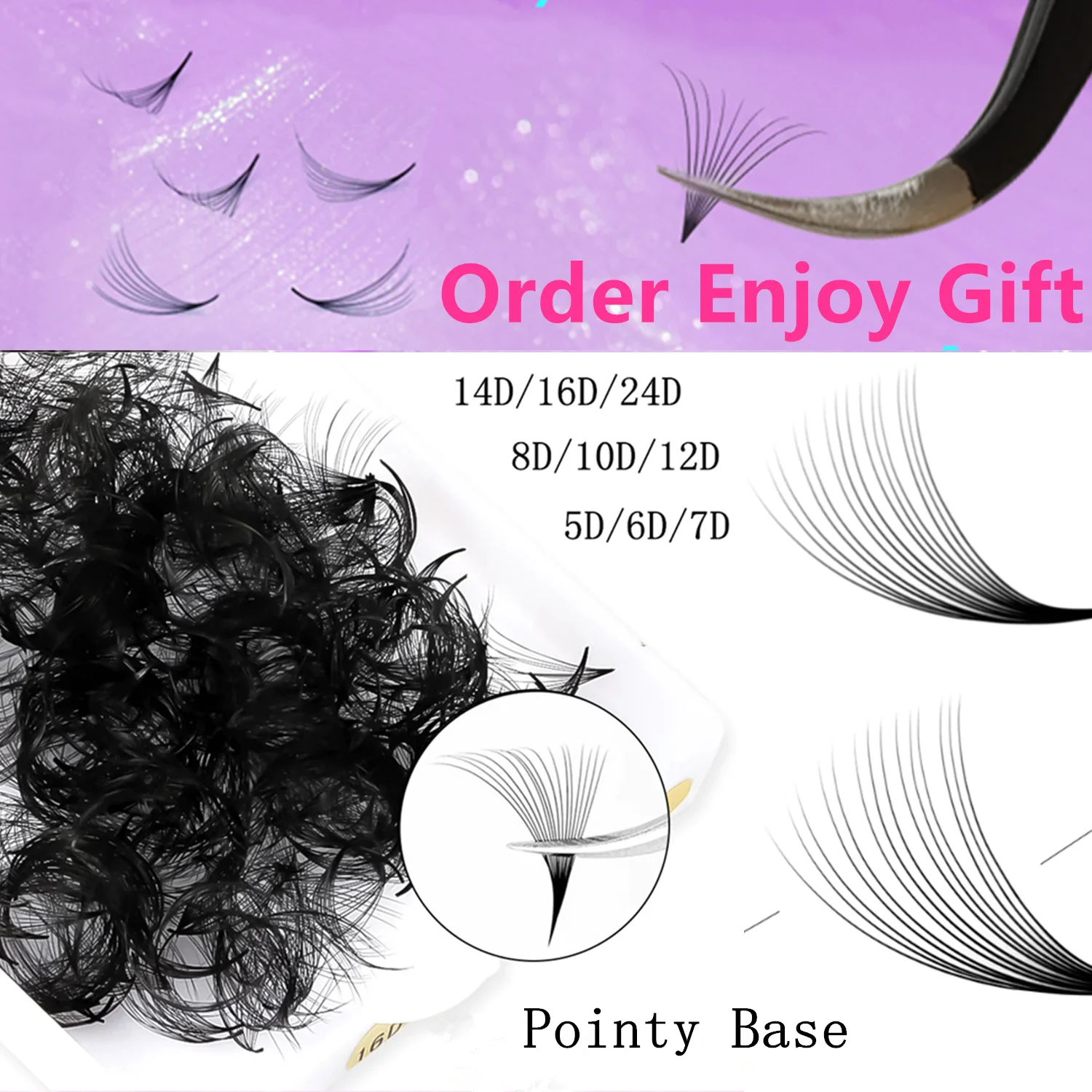 TDANCE 2500 Loose Fans Pointy Base 5PC Premade Thin Volume Lash Medium Stem Sharp Narrow Cluster Lose Fan 10D Eyelash Extension