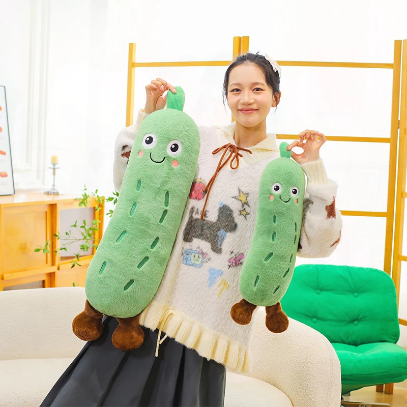 

Kawaii Plush Vegetable Cucumber Cat Toy with Catnip for Kitten Chewing Scratching Interactive Play Stuffed Doll Kids Birthday