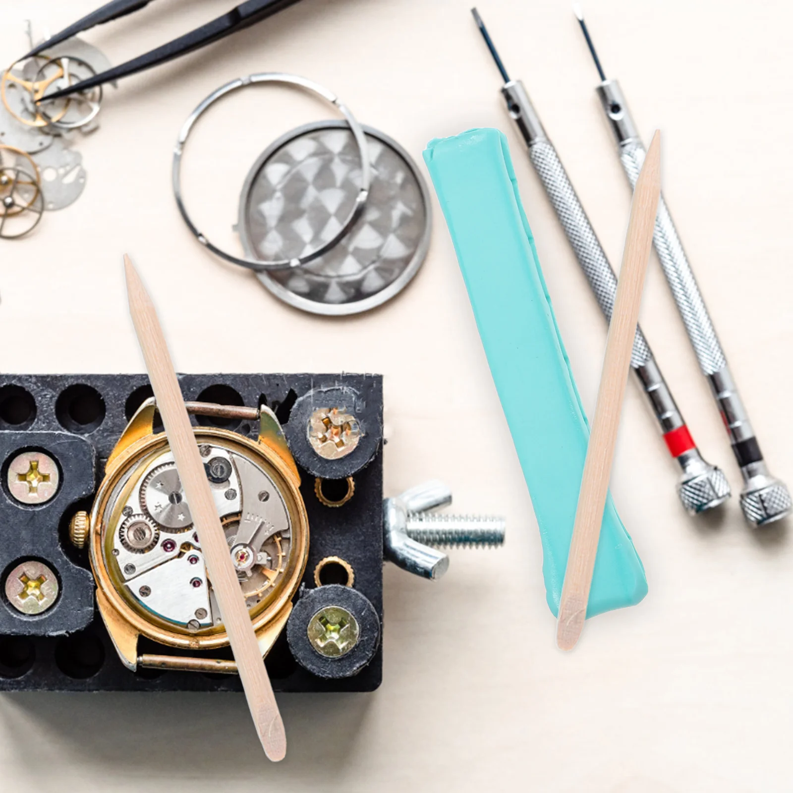 

1 Set Watch Repair Tool Kit Watch Cleaning Clay With Wooden Sticks For Movement Maintenance Universal Watchmaker Tools Kits Home
