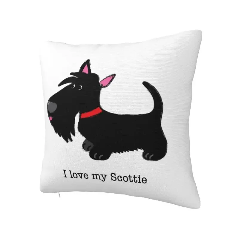 Nordic Style I Love My Scottie Cushion Covers 40x40cm Velvet Scottish Terrier Dog Pillow Case for Sofa Car Pillowcase Decoration