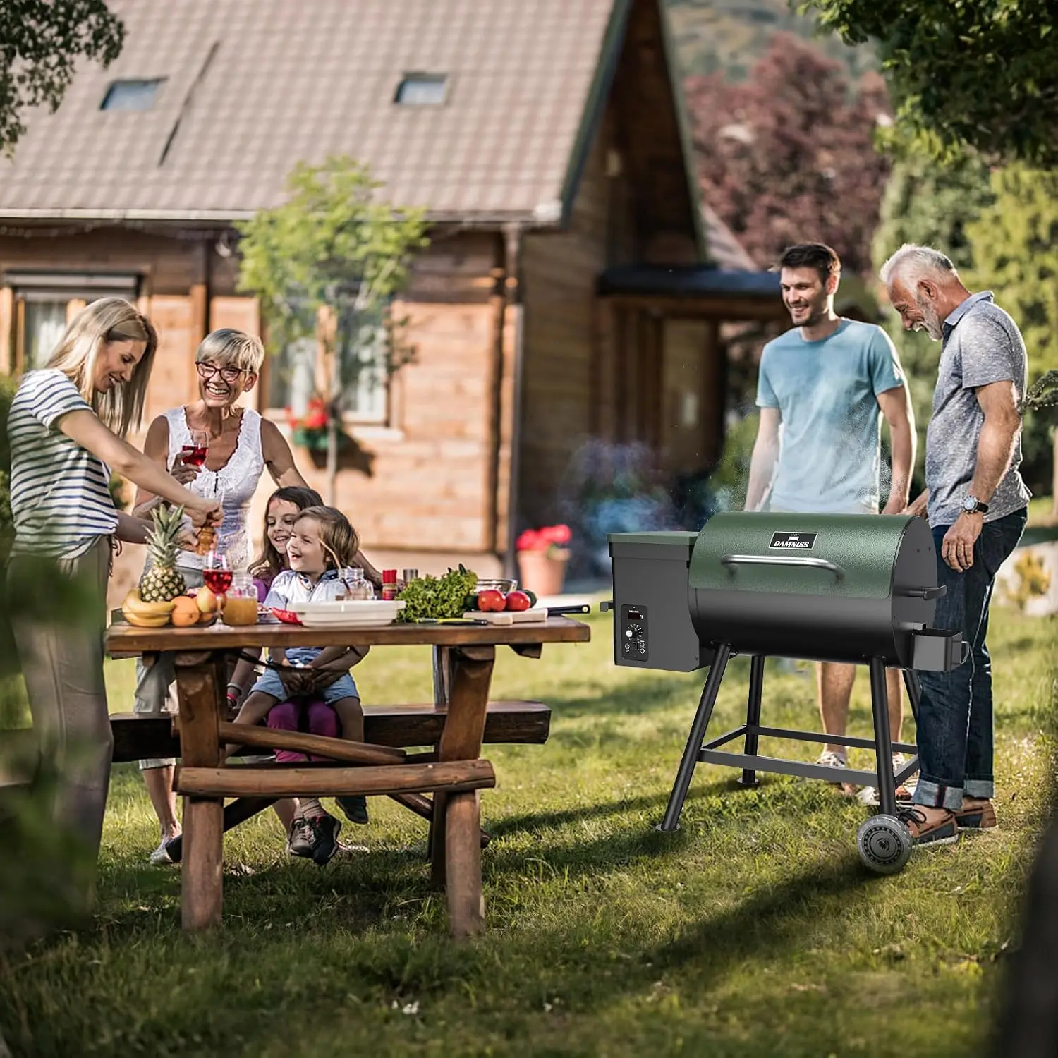Wood Pellet Grill & Smoker 8-in-1 Pellet Grill with Automatic Temperature Control, & Rain Cover 456 Sq in Area, Customized