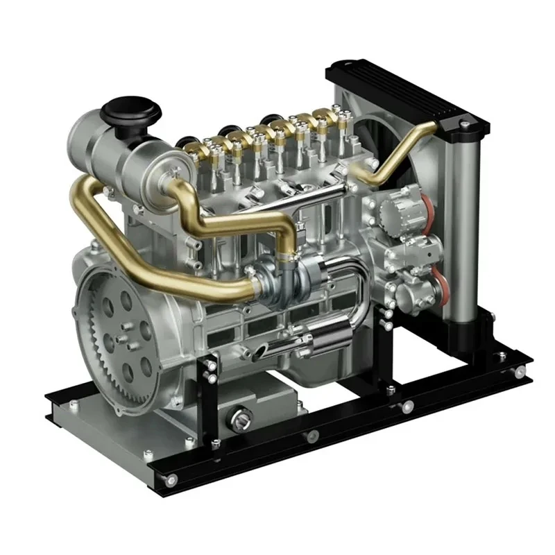 Gifts TECHING Mini Diesel Four-cylinder Mechanical Engine Metal Engine RC HOBBY KIT Model for Building Collecting