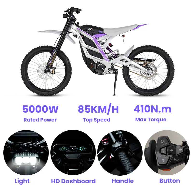 For Falcon Pro 72V 8500W Electric Hybrid Bike 85Km/H Off-Road Adult Mountain Moped Brushless Motor Fatbike IP67 120kg