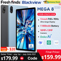 【World premiere】Blackview MEGA 8 Tablet 13 inch FHD+ 90Hz Display 11000mAh  AI Android 15 50Mp Camera 4 BOX Speakers 4G Pad PC
