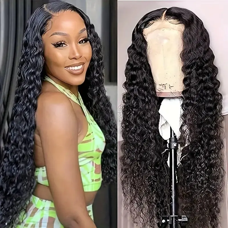 Rosabeauty 250% Density HD 13X6 Full Transparent Deep Wave Curly Lace Frontal Wigs 30 40 Inch 13X4 100% Front Human Hair Wig