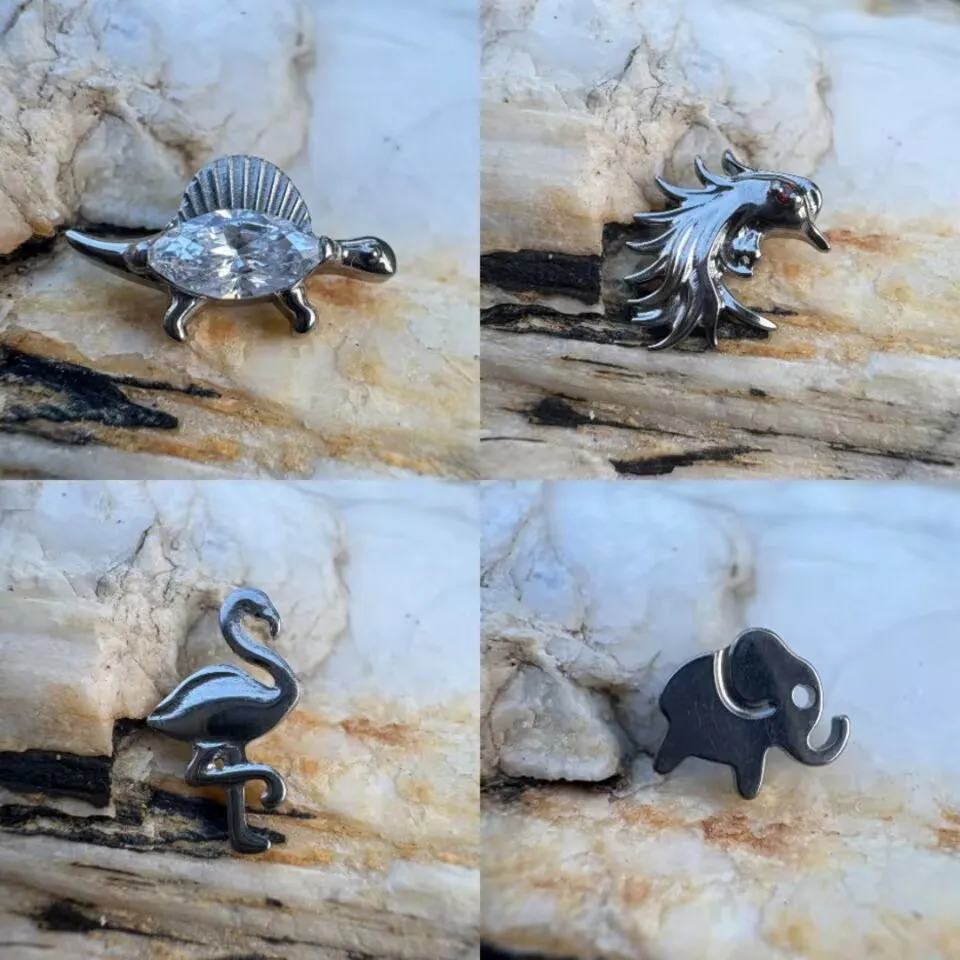 Implant Grade Titanium ASTM F136 Internal Labret Stud High Polished Animal Ear Labret Cartilage Daith Nose Ring piercing Jewelry
