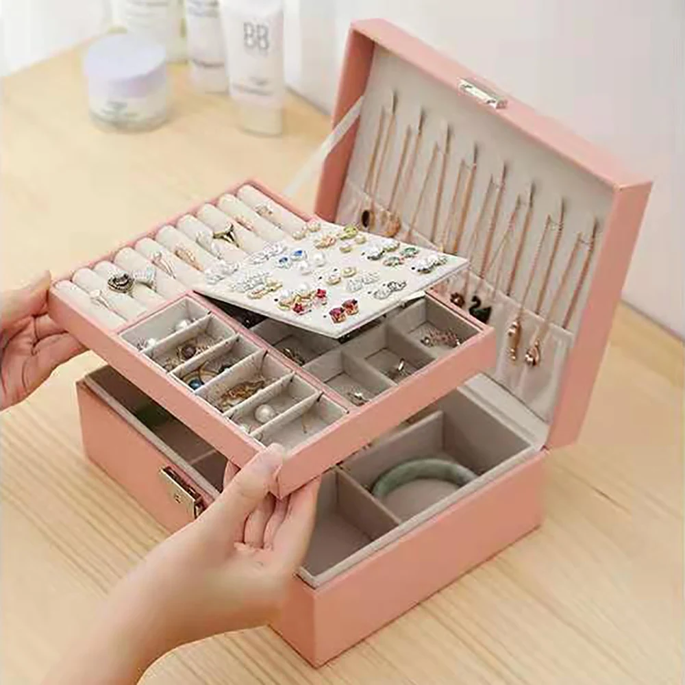 

Small Jewelry Box,Traveling Jewelry Organizer,Portable Jewellery Storage Holder for Rings Earrings Necklace Bracelet Girls Women