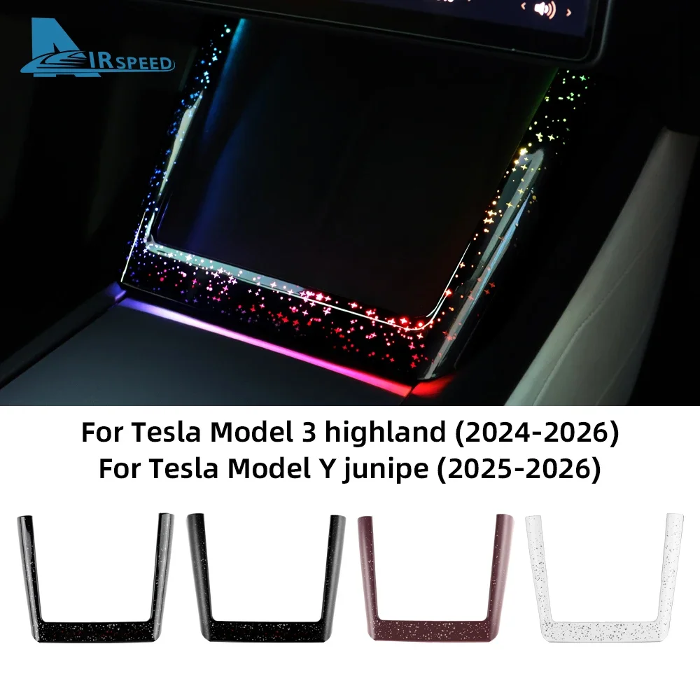 Grand Starry Atmosphere Trim LED For Tesla Model Y Juniper 2025 2026 Highland Model 3 2024-UP Car Wireless Charging Frame Light