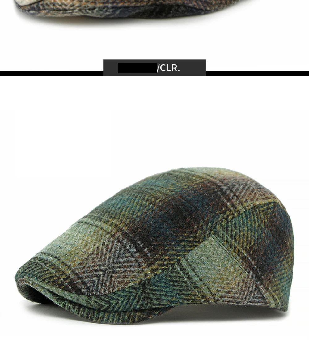 HT4883 Herren Berets Frauen Herbst Winter Plaid Wolle Baskenmütze Hut Künstler Maler Achteckige Flache Kappe Männlich Weiblich Einstellbare Baskenmütze Kappen – Detail 14