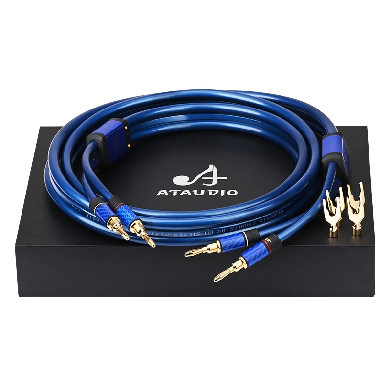 Alta fidelidade prata-banhado cabo alto-falante amplificador de alta qualidade alto-falante de áudio cabl com banana e plugue y