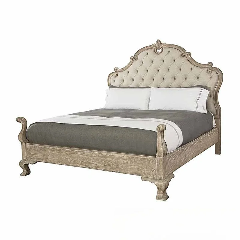 

French bedroom high-end fashion solid wood carving flower oak old retro wedding bed double bed 1.8 meters villa