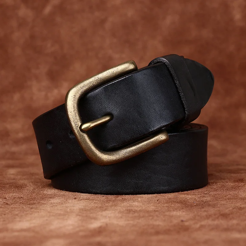 New style water-dyed retro handmade belt genuine leather pin buckle first layer cowhide youth casual jeans belt men's
