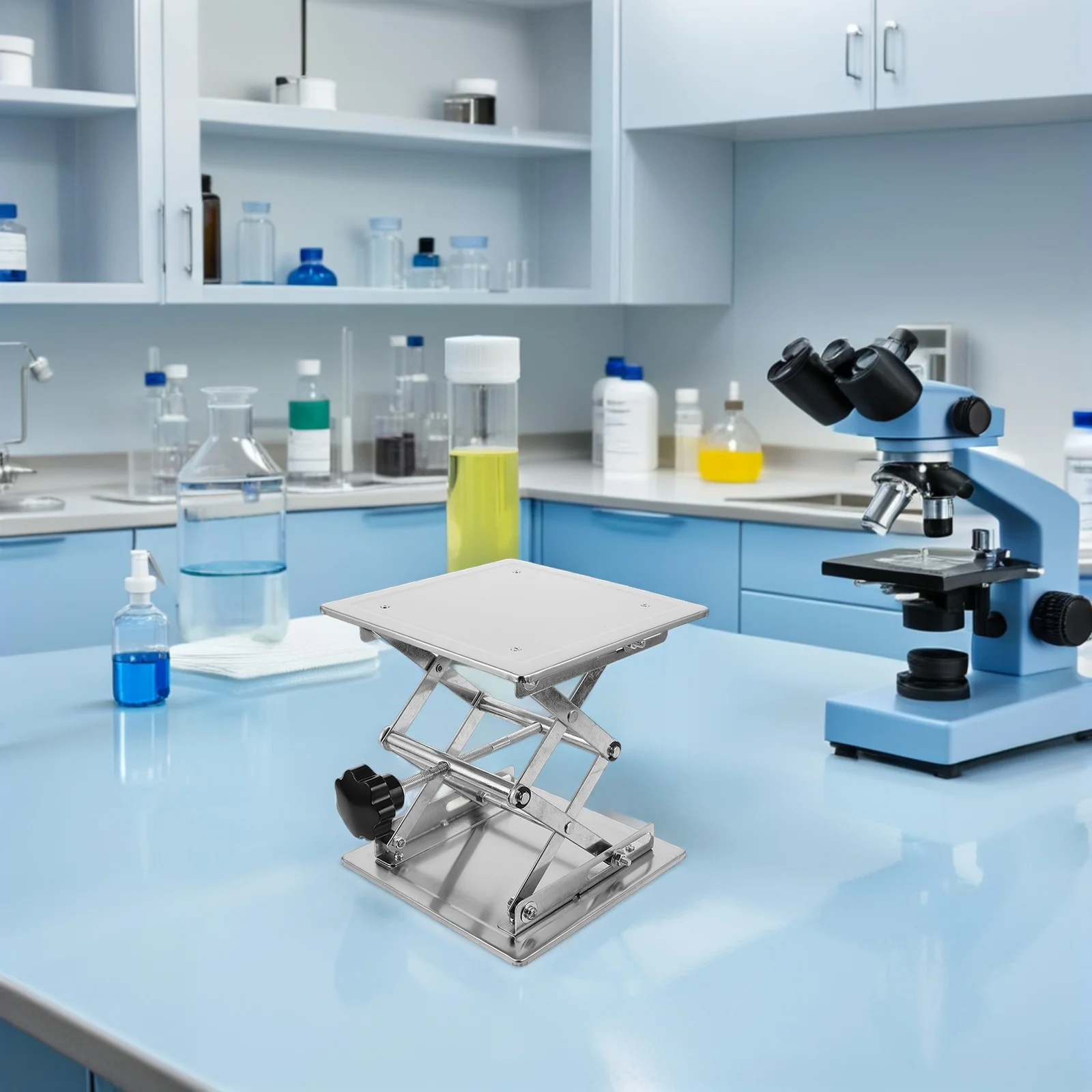 

Stainless Steel Lab Jack 200x200mm Adjustable Manual Lifting Table for Space-Saving and Durable Lab Support Platform Lift Jack