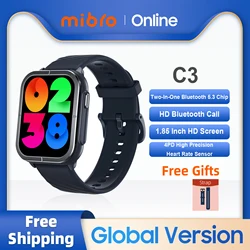 Mibro C3 Smartwatch Versão Global 1.85Inch HD Tela Bluetooth Chamada 70 Modos Esportivos 350mAh 4PD Sensor de Frequência Cardíaca de Alta Precisão 2ATM Impermeável Homens Mulheres Relógio Inteligente