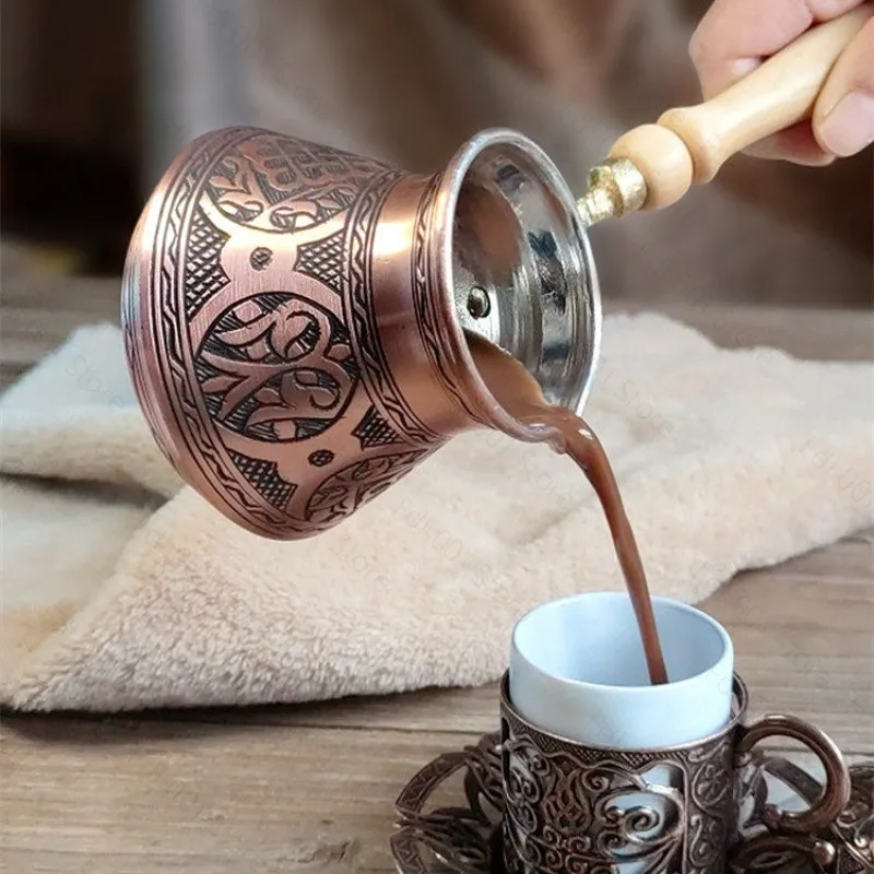 For Turkish Thickened Handmade Carved Copper Coffee Pot Drip Kettle European Retro Premium Outdoor Teapot
