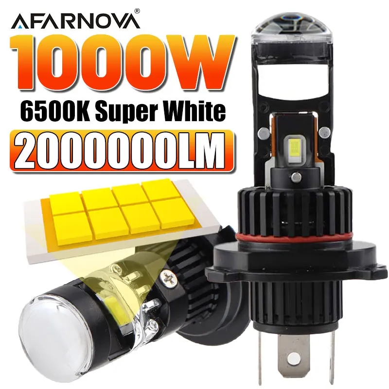 

1000W H4 H7 Bi Led Headlight Mini Projector Lens High Low Beam Plug&Play 7035 CSP Chip Car Headlamp 6500K Plug&Play 2000000LM