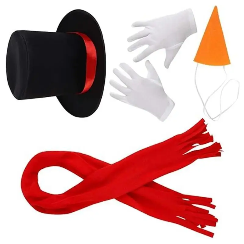 652F فستان ثلج قبعة زي مجموعة للأطفال رجل الثلج موضوع قبعة الحفلات ثلج زي وشاح الأنف أغطية الرأس صور الدعائم