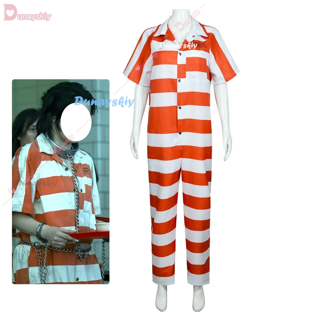 Sofiaaa Mental Hospital Costume Prison Wardrobe Halloween Carnival Christmas Role Party Jumpsuit CosPlay