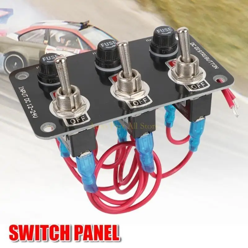 J0MA Car Truck Vuses Box 3 Gang Switch Panel Power Socket Distribution Board 12V/24V