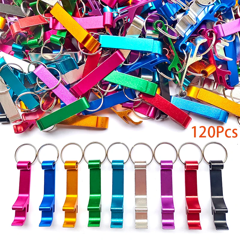 120Pcs Metal Beer Bottle Opener Keychain Bottle Opener Easy to Carry Key Ring Chain Keychain Aluminum Pocket Beer Bottle Opener