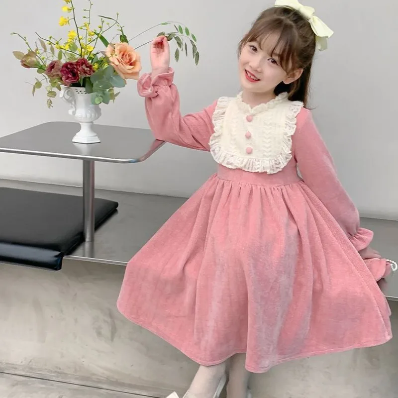 

Новое стильное элегантное зимнее платье принцессы на лунном Новом год на флисовой подкладке для девочек, От 4 до 12 лет