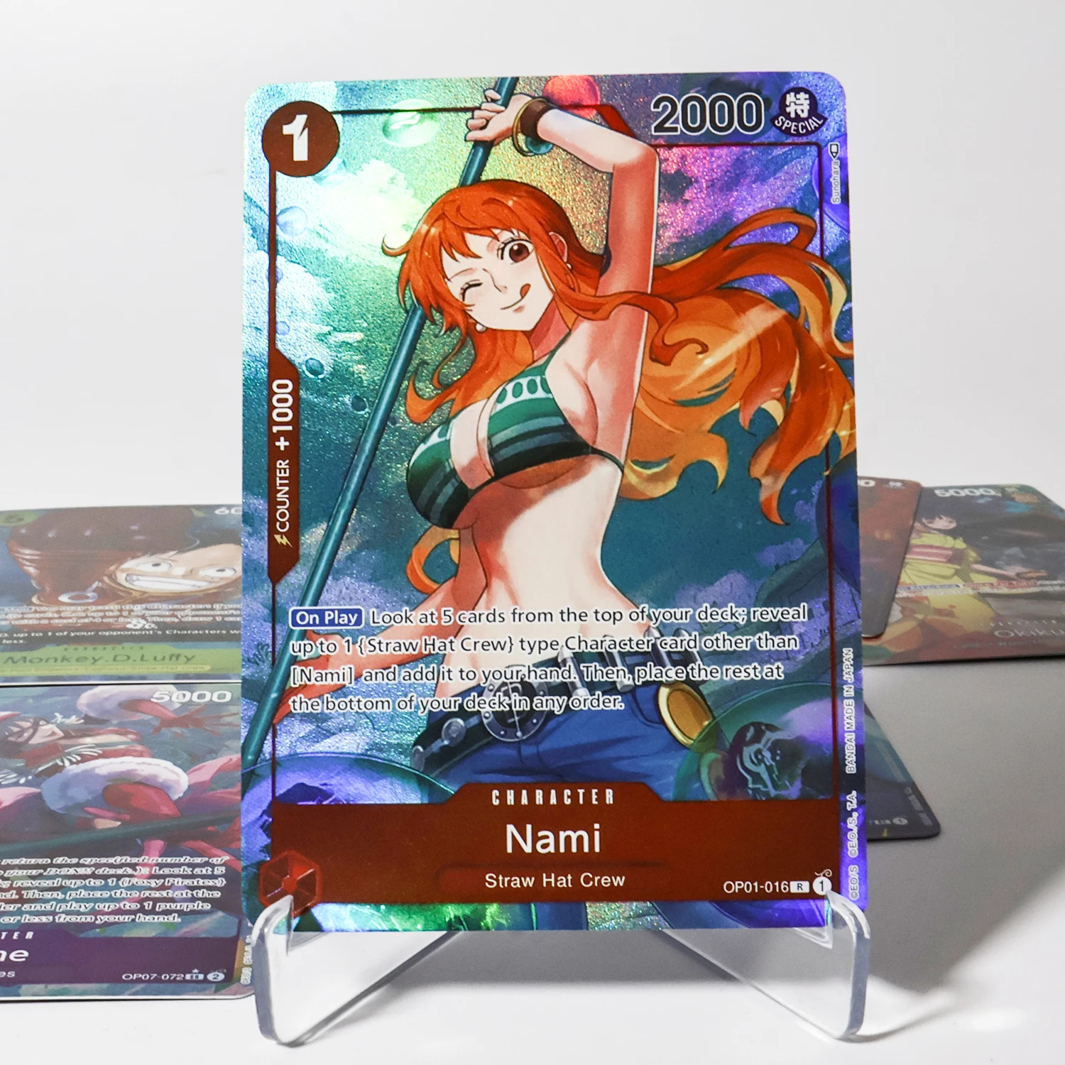 Anime One Piece OPCG tarjetas de alta calidad Luffy Nami Okiku Porche Perona cartel réplica juego japonés tarjetas de colección de Anime
