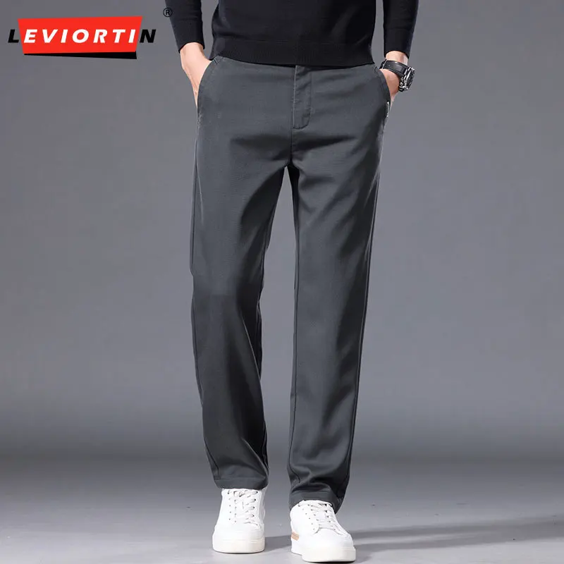 

2025 осенне-зимние мужские модные универсальные легкие деловые прямые универсальные свободные однотонные повседневные брюки