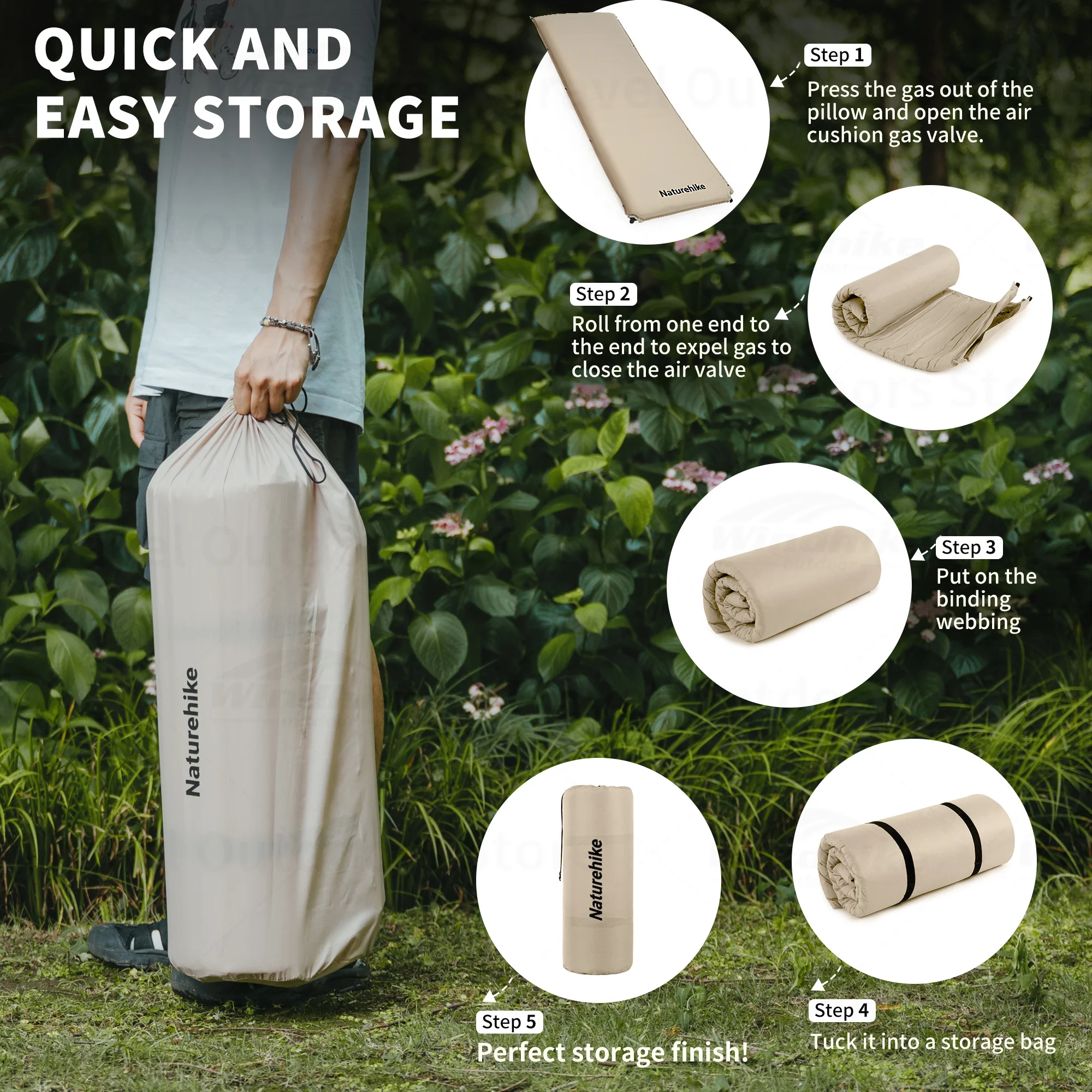 Naturehike Self-Inflating Air Mattress Thickened 10cm Camping Tent Automatic Inflatable Cushion Bed Outdoor Hiking Sleeping Bag