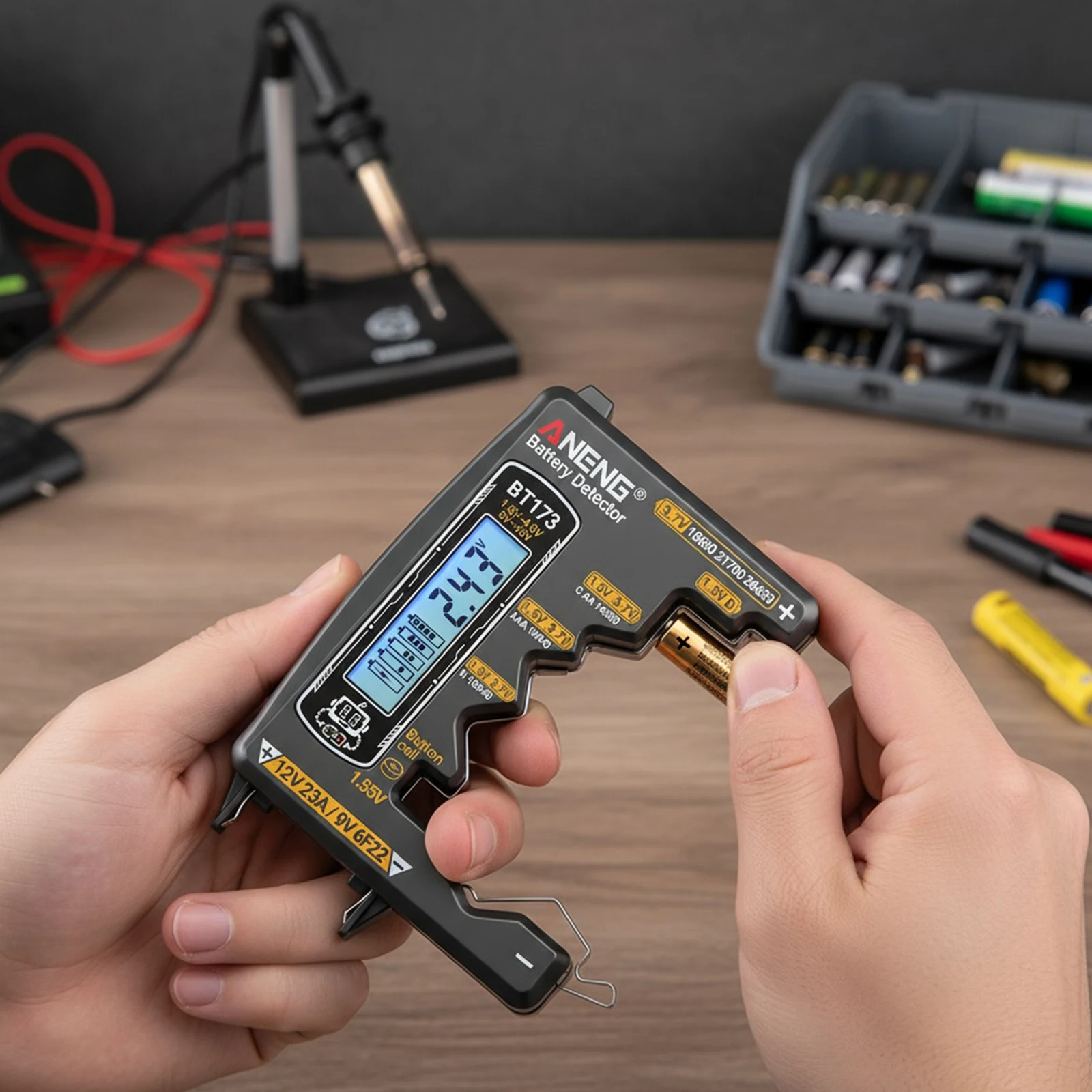 ANENG BT173 Universal Battery Tester Battery Detector Test C D AA AAA N 9V Cell Button Meter Visual Display Testing Tester Tools