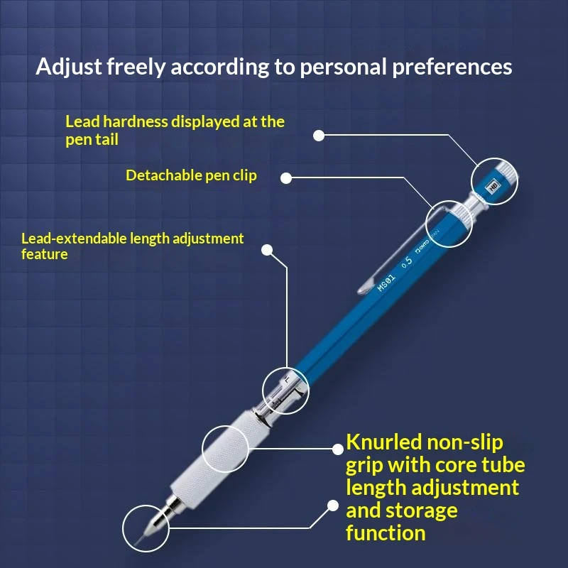OHTO Premium Mechanical Pencil 0.3/0.5mm Low Center Gravity Metal Body Rotating Lead Grade Window Drafting Writing Drawing Gift
