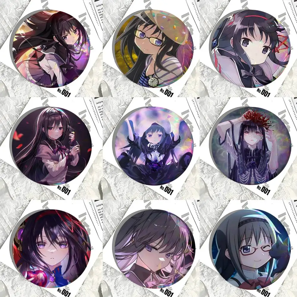 Cartoon Girl Homura Akemi Round Badge Creative Brooch Clothing Backpack Accessories Lapel Pin