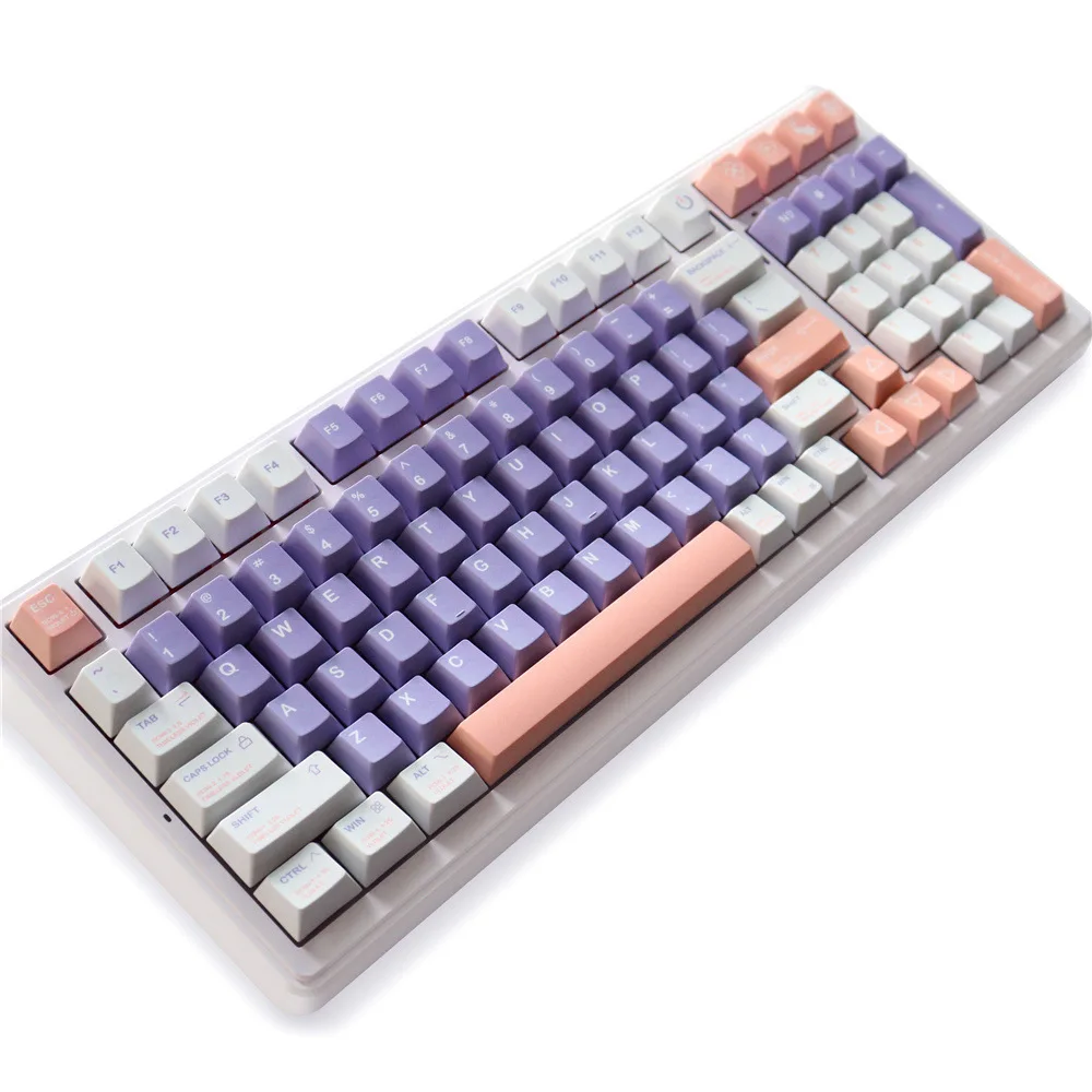 Violet keycap 129 keys five-sided sublimation process highly suitable for mechanical keyboard