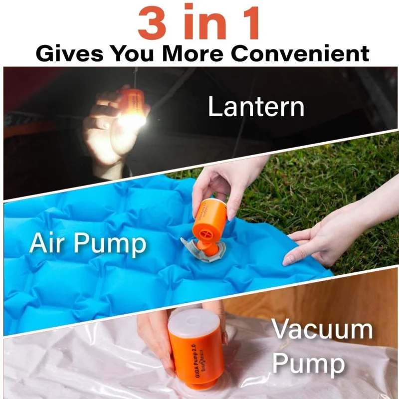 New GIGA Pump 2.0 3-in-1 Portable Mini Electric Inflator 5 Nozzles 1300mAh USB Charging Outdoor Air Pump Air Camping