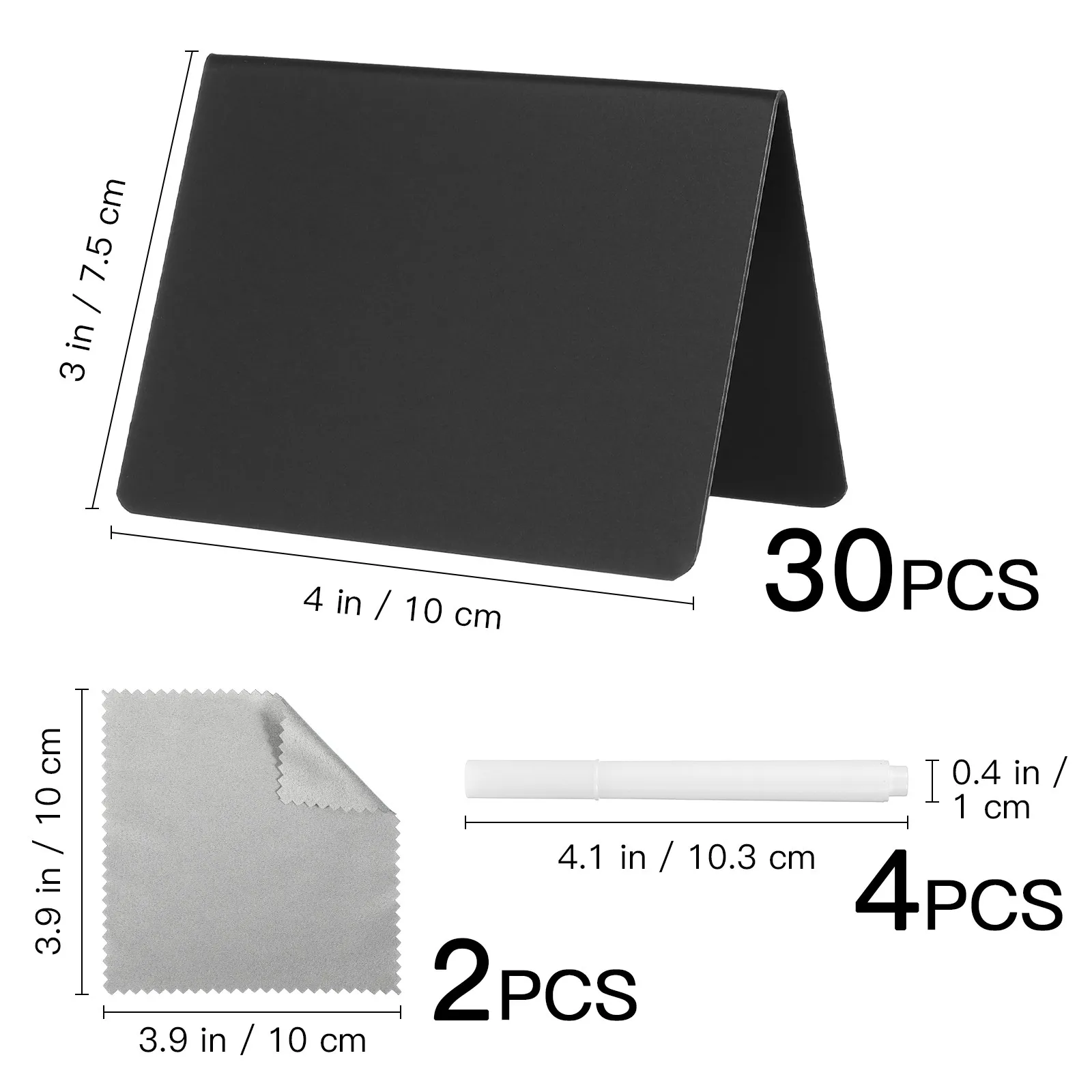 30Pcs Mini Chalkboards Double Sided Small Blackboards Matte Plastic Writable Erasable Table Number Food Label Price Tag