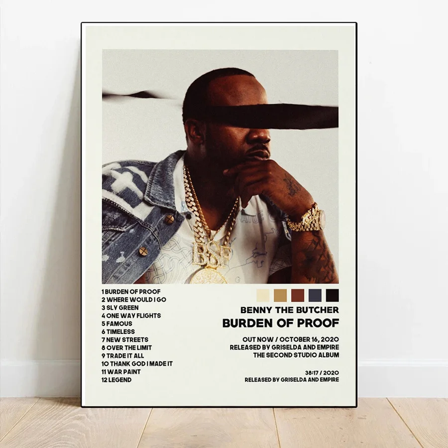 

Poster Prints Benny The Butcher Burden of Proof Music Song Album Cover Wall Art Picture Canvas Painting Living Room Home Decor
