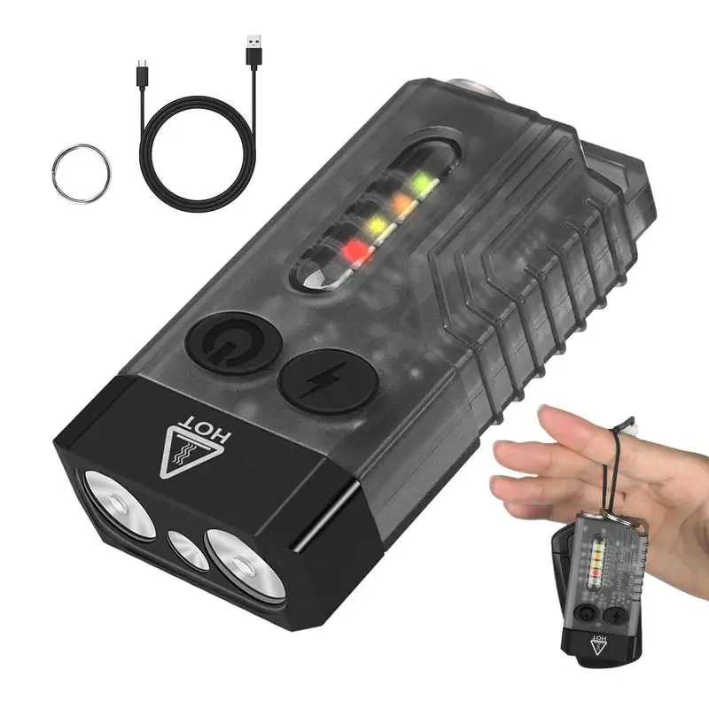 Small Bright Flashlight 1000Lm Beeping Sound Outdoor Light Keyring Torch Multifunctional Ultra Bright Waterproof Handheld Pocket