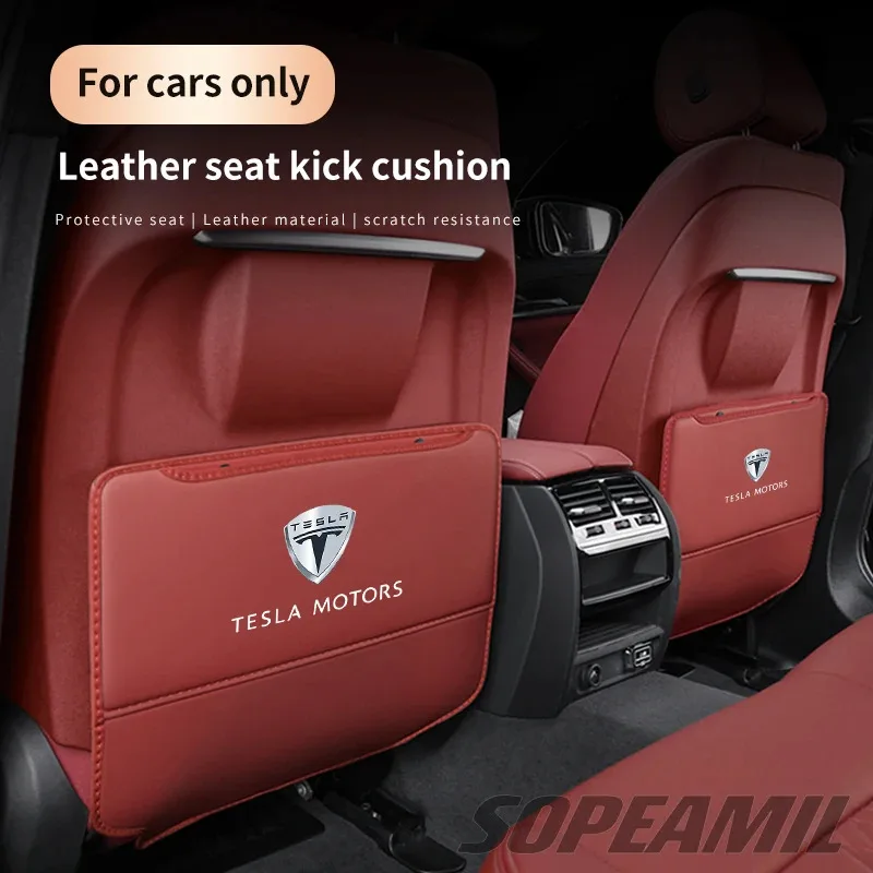 

For Tesla Model 3 Model Y Model S Model X Cybertruck Beast Roadster Car Seat Back Protection Anti-Kick Pad Rear Seat Storage Bag
