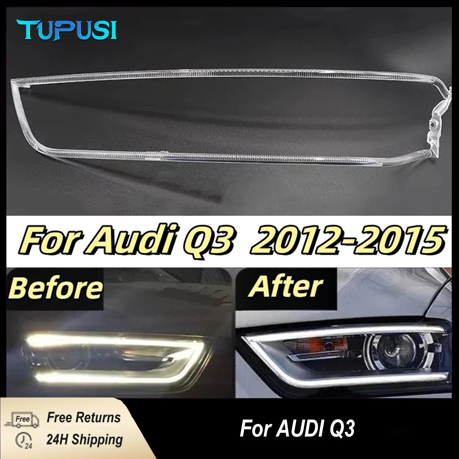 

NEW For Audi Q3 2012 2013 2014 2015 New Headlight DRL Tube Acrylic tube Light Guide Strip Light DRL Strip Daytime Running Light