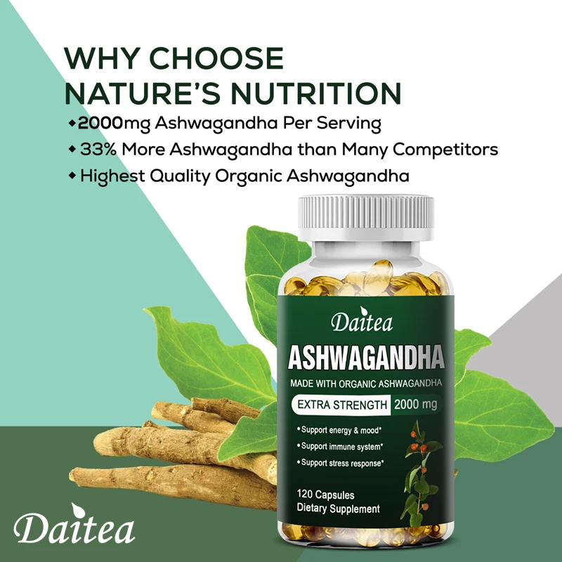 Daitea Ashwagandha Extract Anxiety Stress Support Helps Healthy Deep Sleep Rescue Insomnia Slim Belly Weight Management