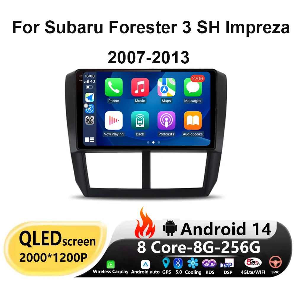 

Android 14 For Subaru Forester 3 SH Impreza 2007-2013 Car Radio Multimedia Video player GPS Navigation Carplay Auto WIFI 4G DSP